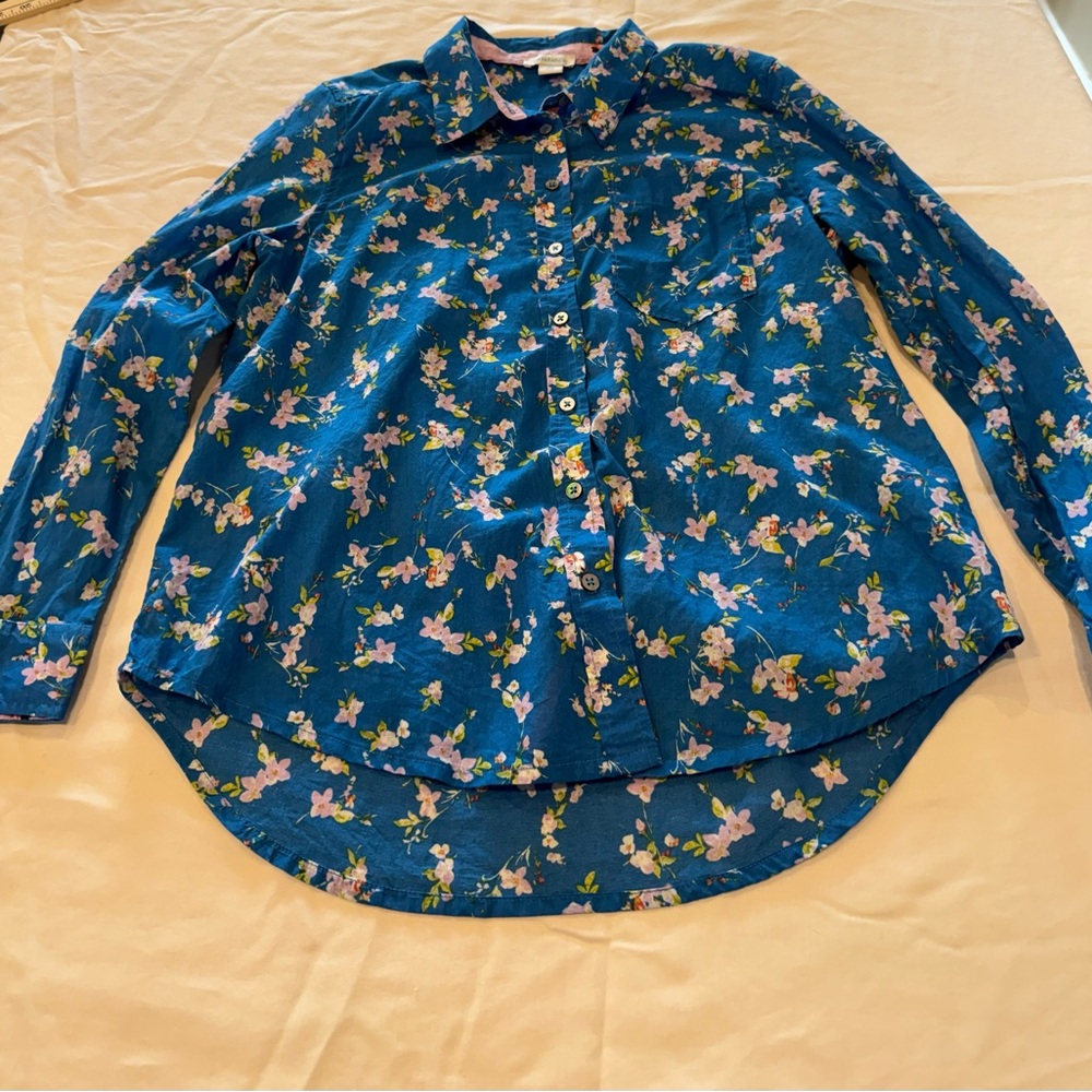 Sundance Cottagecore Lightweight Blue Floral Print Button Down Shirt Size SP - Picture 3 of 9